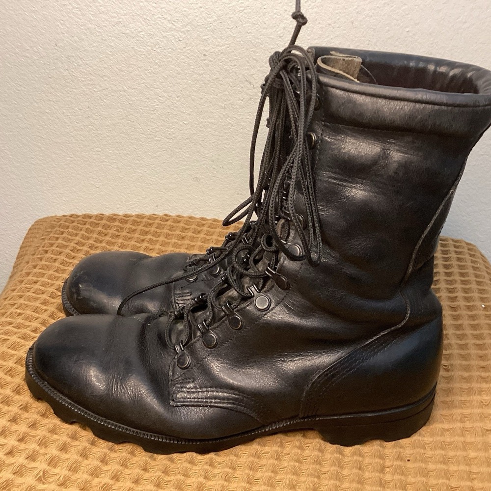 Vintage Ro Search Mens Sz 10 R Combat Military Boots Black Leather Lace Up